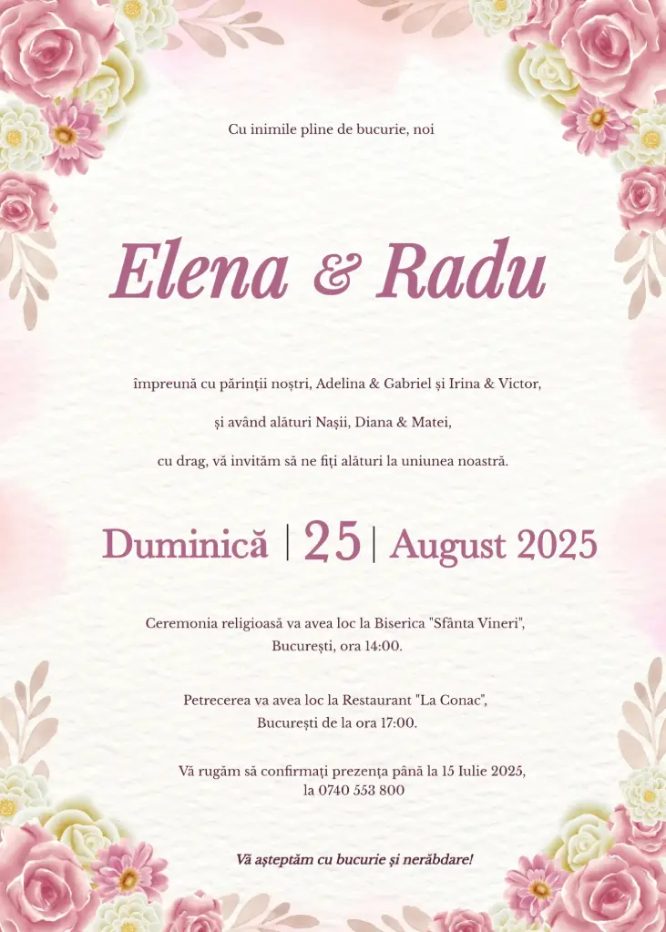 Invitație Nuntă - Grădina Promisiunilor