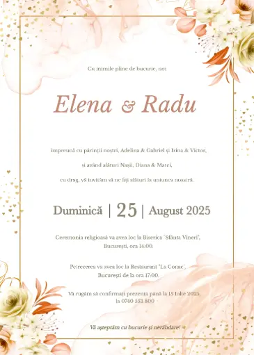 Invitație Nuntă - Aură de Lumină