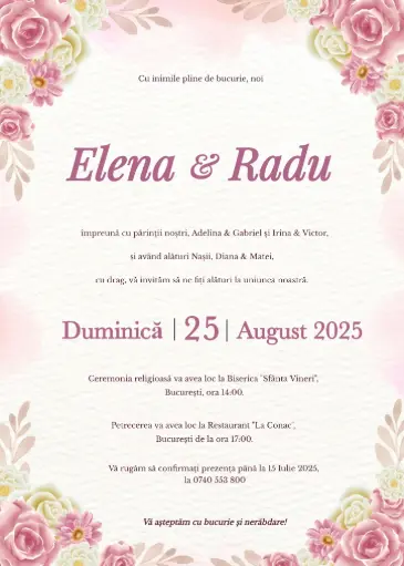 Invitație Nuntă - Grădina Promisiunilor