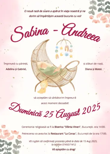 Invitație Botez - Leagăn de Vise